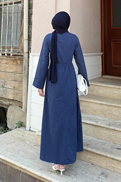 lamelif Μπλε ναυτικό φόρεμα με λεπτομέρεια με μπροστινό δέσιμο