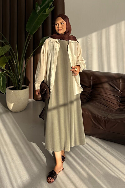 LOCCO Γυναικείο φόρεμα με μηδενικό μανίκι και πράσινο χρώμα