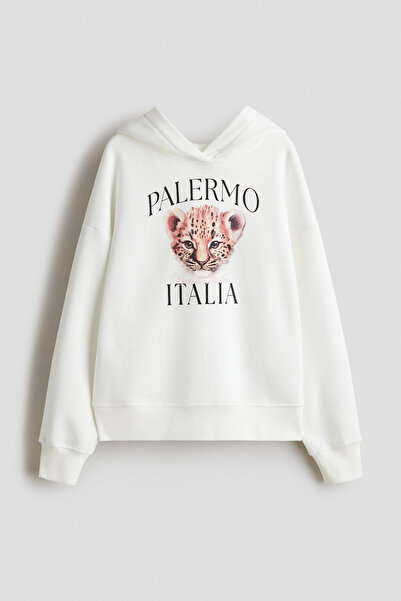 H&M Motif Detaylı ve Kapüşonlu Oversize Üst