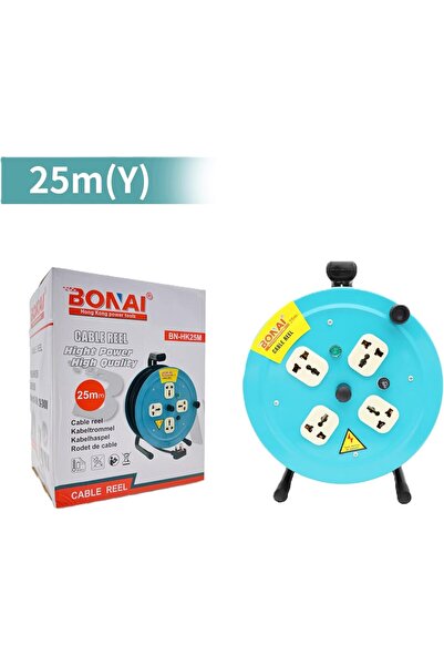 Bonai بكرة تمديد بطول 25 مترًا: زوّد مساحتك بالطاقة بأمان وكفاءة بفضل 4 مقابس وحماية من الصمامات