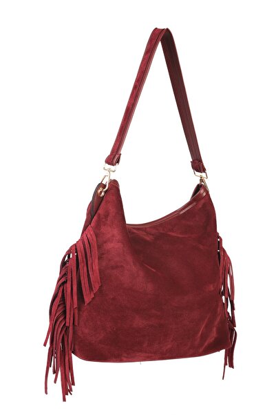 Alessia Bag Merilda Leather Suede Shoulder Bag with Tassel Detail