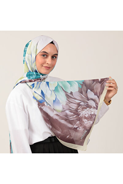 ipekistanbul Şal din mătase de bumbac - Motiv Lotus - Vizon