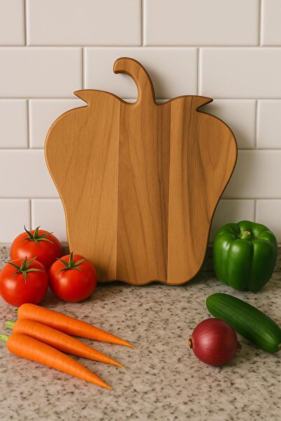 GBMOTION Wooden Pepper Shaped Presentation and Cutting Board – Natural Servin...