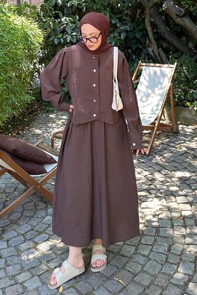 lamelif Skirted Hijab Set Bitter Brown