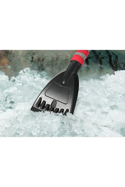 Flippy Car Snow Brush with Ice Scraper, Rotating Detachable, Non-Slip Handle, Red