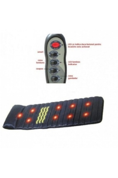 KlaussTech Saltea de masaj cu funcție de încălzire pentru relaxare, telecoman...