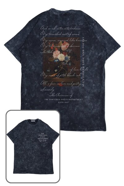 Fuddy Moda Unisex Ttpd Album Tracklist Back Printed Washable T-Shirt, Oversized Taylor Swift Themed Tee