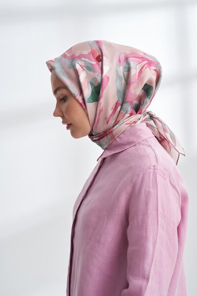 ARMANDA Crayon Desen Tivil Silk Scarf 4305-Foggy Powder