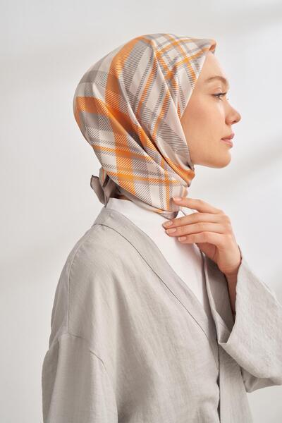 ARMANDA Μεταξωτό μαντήλι Naya Desen Tivil 4358-Γκρι Πορτοκαλί