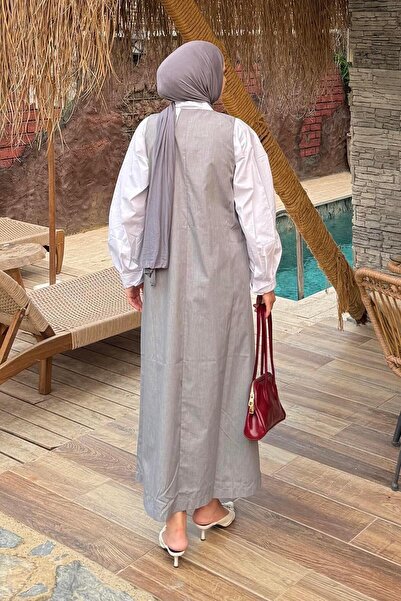 lamelif V-Neck Hijab Jile Gray