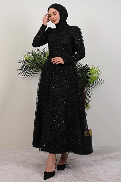 giz astore Ezna Simli Abiye Siyah