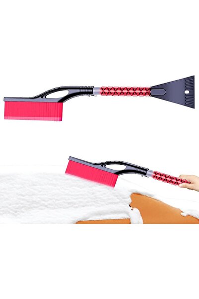 Flippy Car Snow Brush with Scraper, Multifunctional Detachable, Non-slip Handle, Red, 68x24x11.1 cm