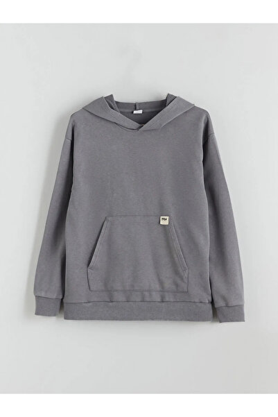 LC Waikiki Hanorac gri pentru băiat cu glugă LCW Kids