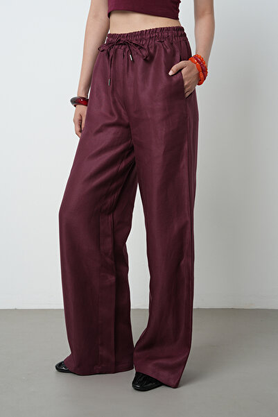 Orfeo Negro Women's Wide Leg Elastic Waist Lace-Up Solid Color Trousers