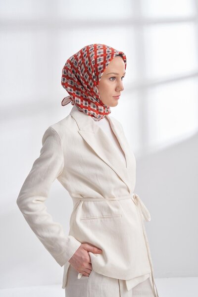 ARMANDA Μοτίβο δικτύου Tivil Μεταξωτό Φουλάρι 4307-Κόκκινο