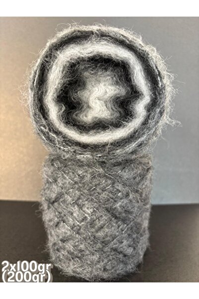 Ana&Kuzusu İplik Siyah, gri, beyaz orta kalınlık kek moher örgü ip 200gr