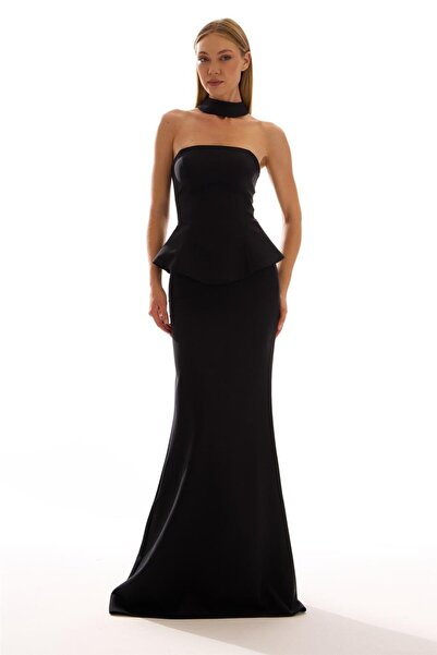 Elbisemhazır Askısız Peplum Detaylı Kadın Uzun Abiye Elbise