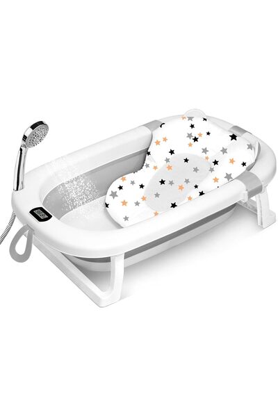 SKY TOUCH SKY-TOUCH Baby Foldable Bath Tub with Cushion & Thermometer (Grey)