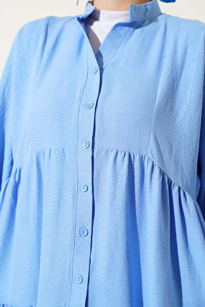 VOLT CLOTHİNG Judge Collar Half Button Placket Dress
