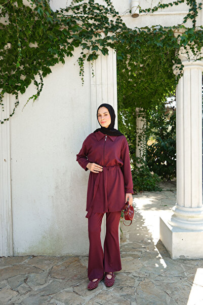 LOCCO Women's Waist Tie Set Burgundy