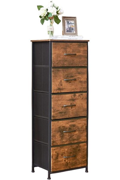 SKY TOUCH خزانة ذات 5 أدراج من SKY-TOUCH، أدراج تخزين عمودية، خزانة ذات أدراج من القماش، منظم طويل