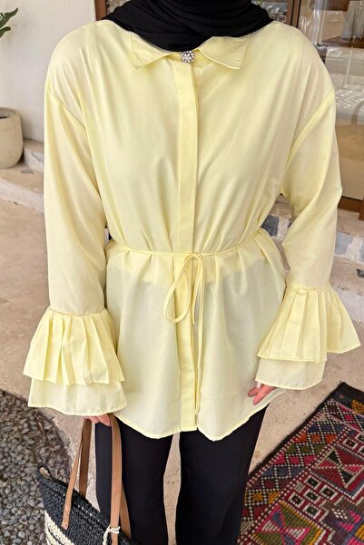 lamelif Pleated Long Shirt Yellow