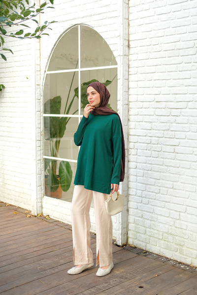 LOCCO Women's Self Patterned Tunic Emerald Green