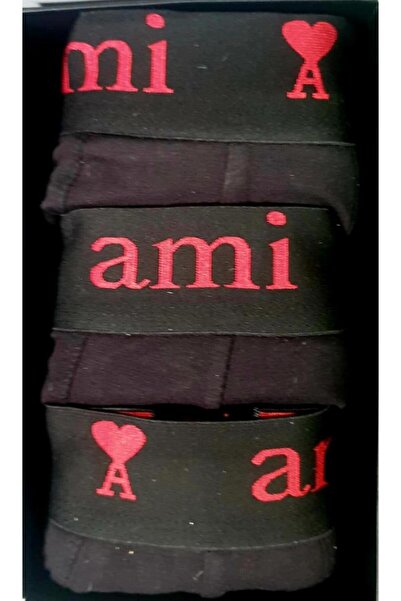 ami Paris Boxeri negri din jerseu de bumbac, set de trei, XL
