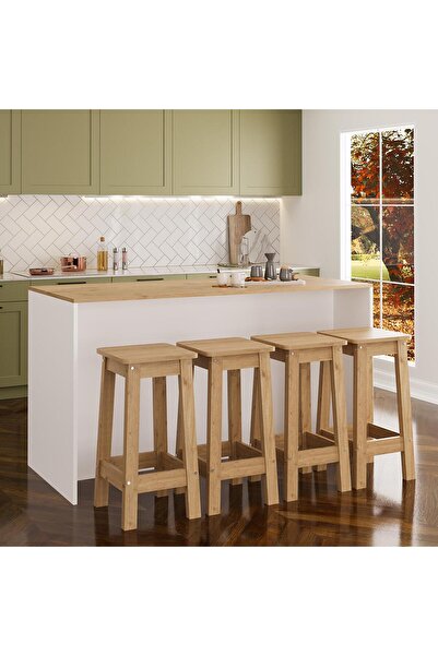 Bimossa Kahlo G4612 4Adet Sepet Tabure Mutfak Ada 160cm Sepet Üst Beyaz Bar Masa Kahve Köşesi Saklama Dolabı