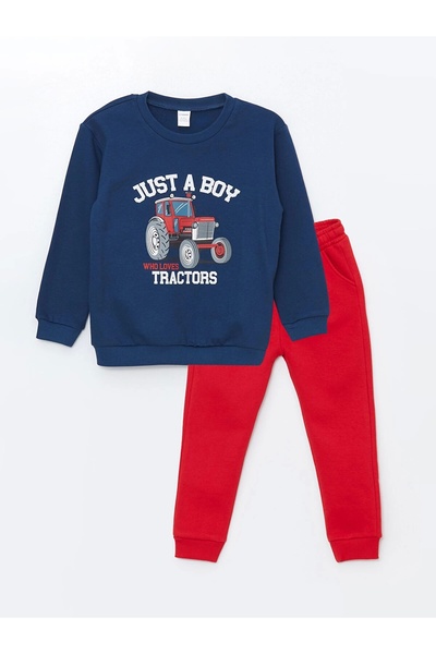 LC Waikiki Lcw Kids Indigo Crew Neck Long Sleeve Baby Boy Sweatshirt and Sweatpants 2-Piece Set