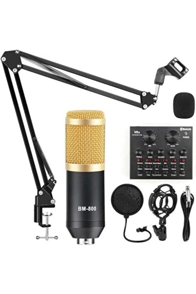 CFT Microphone Bundle with V8 Sound Card for Live Streaming, Podcasting, Studio Recording - BM-800 Mic K