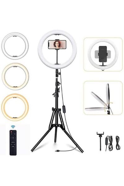 Generic TRADEXPRESS مصباح حلقي LED مقاس 14 بوصة، 14 بوصة/35 سم، مصباح فيديو، مصباح مساعد، خافت من 3000 كلفن إلى 6500 كلفن