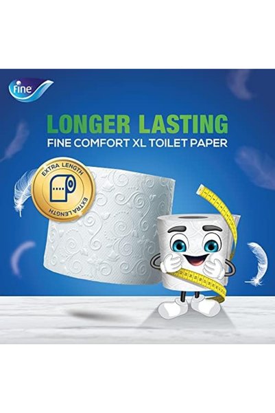 FINE Comfort XL Toilet Tissues Paper, 20 Rolls x 250 sheets x 2 Ply