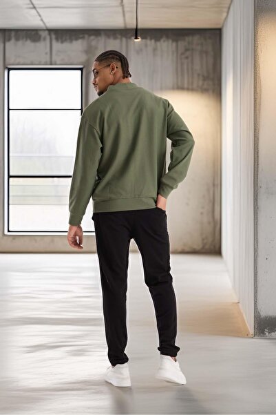 Valiberta Potter Textured Thessaloniki Fabric Oversize Basic 3 Button Men's Cardigan - Hunter Green