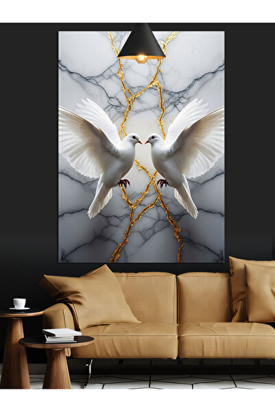 KanvasSepeti Pictură în ulei Peace on Marble Texturată Pânză de înaltă calitate Pictură pe pânză 100 x 50 cm