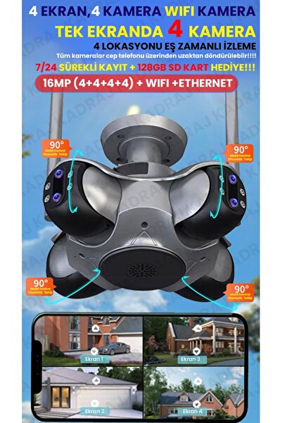 UNIYWELL 4 Kameralı Wifi Güvenlik Kamerası - Kubbe Kamera – 360° Kör Noktasız Güvenlik Kamerası