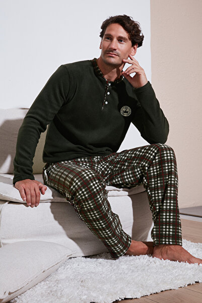 Buratti Regular Fit Crew Neck Winter Soft Textured Fleece Pajama Set Men's PAJAMA SET 6096