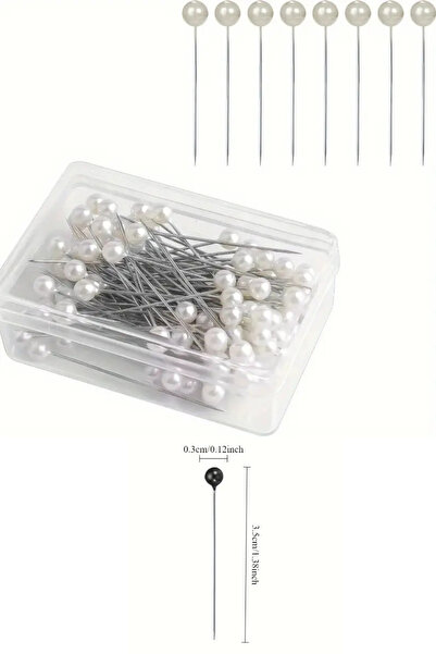 Kardelux 100 Adet İri Başlı Beyaz Toplu İğne, Türban Eşarp Başörtüsü Şal Düğün Nikah Nişan Kına Sünnet Takı