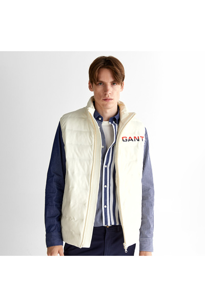 Gant Erkek Krem Regular Fit Dik Yaka Logolu Yelek