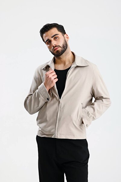 İLKCET MODA Ανδρικό εποχιακό μπουφάν με φερμουάρ με ένα γιακά