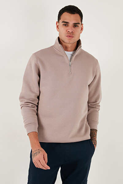 Buratti Ανδρικό φούτερ από βαμβακερό ύφασμα Regular Fit με μισό φερμουάρ και όρθιο γιακά SWEAT 59052592