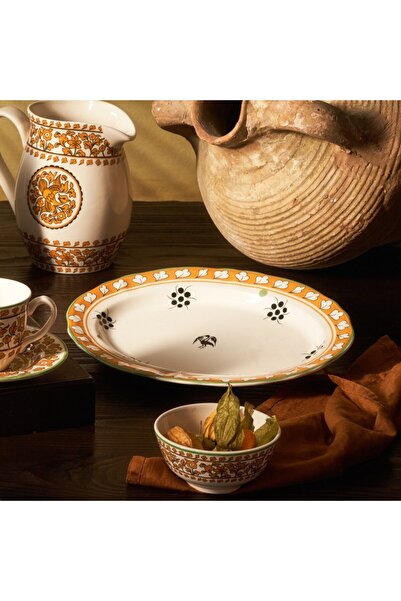 Karaca Paye Seljuk Collection, Porcelain Serving Platter, 31cm, Yellow Multi