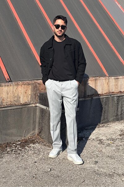 inpool Oversize fit, pile detaylı, A kalite kumaş, Old Money Culture, kumaş pantolon 24INP292