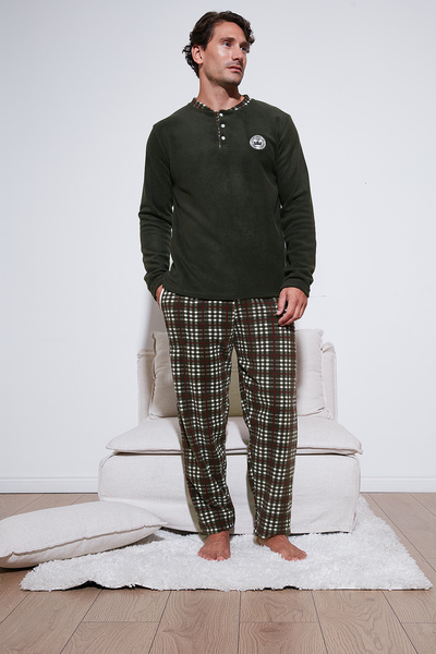 Buratti Regular Fit Crew Neck Winter Soft Textured Fleece Pajama Set Men's PAJAMA SET 6096