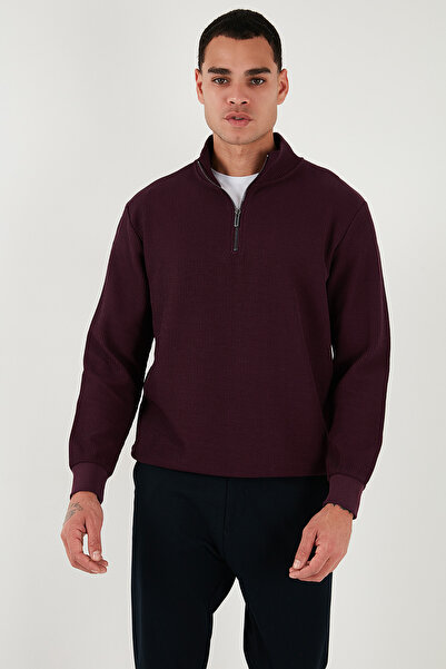 Buratti Cotton Regular Fit Half Zipper Stand Collar Sweat Men's Sweat 5905716