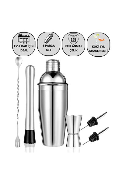 Polham 6 Piece 750ml Stainless Steel Cocktail Shaker Set – Ideal for Home and...