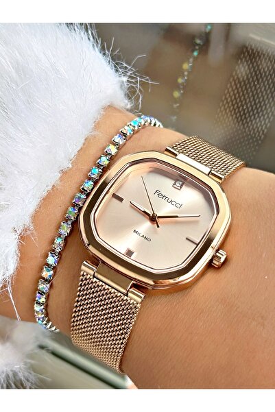 Ferrucci KARE ROSE KADIN HASIR KOL SAATİ