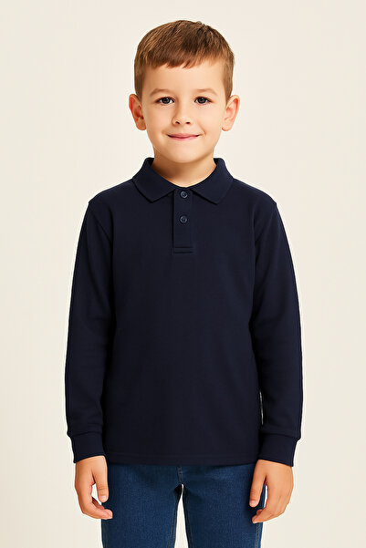 e-çocuk Σχολικό μπλουζάκι Unisex με μακρυμάνικο γιακά πόλο από βαμβάκι - 2309