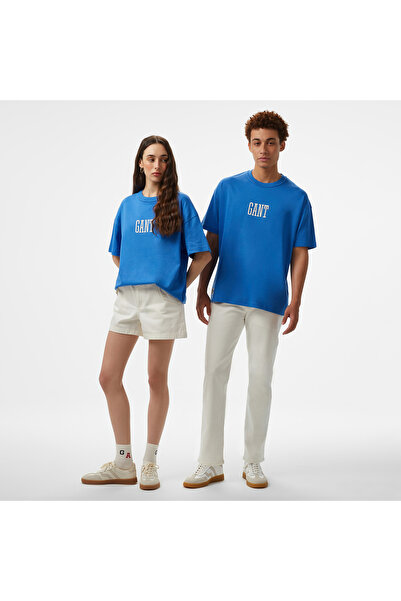 Gant Hoss X Baskılı Bisiklet Yaka Erkek Mavi T-Shirt