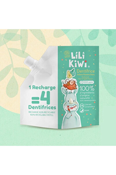 LILIKIWI Rezervă pastă de dinți pentru copii – 100% naturală, cu fluor, măr &...